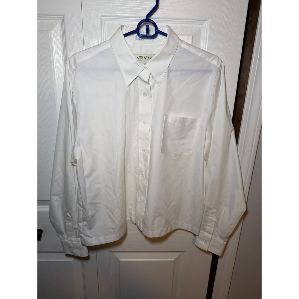 Vintage Orvis Women’s Size 16 White Cotton Blend Button Down Pocket Shirt 1849
